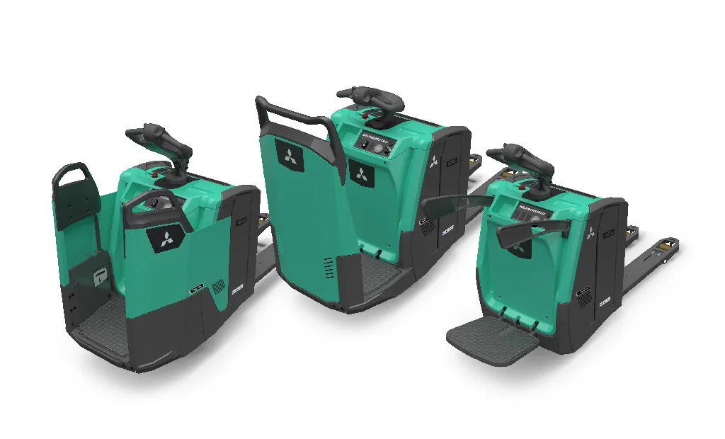 Transpaletas Eléctricas Mitsubishi con Plataforma Plegable y Fija