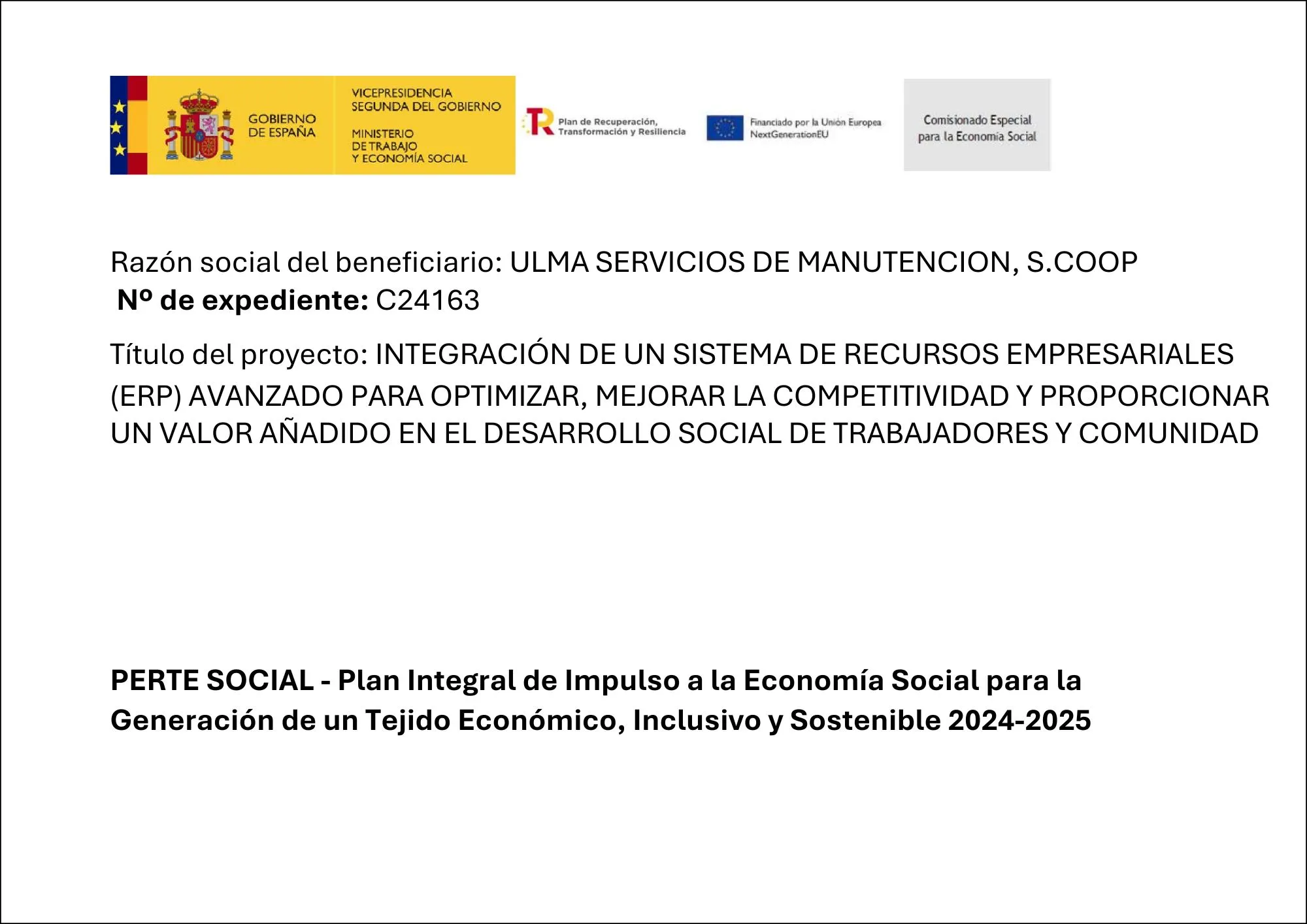 Comunicación Perte Social 2024.jpg Comunicación oficial de ULMA Lifting Solutions y el plan PERTE Social 24-25