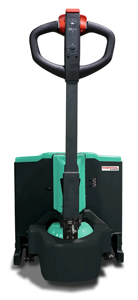 Transpaleta Eléctrica Gama Essential de Mitsubishi vista trasera